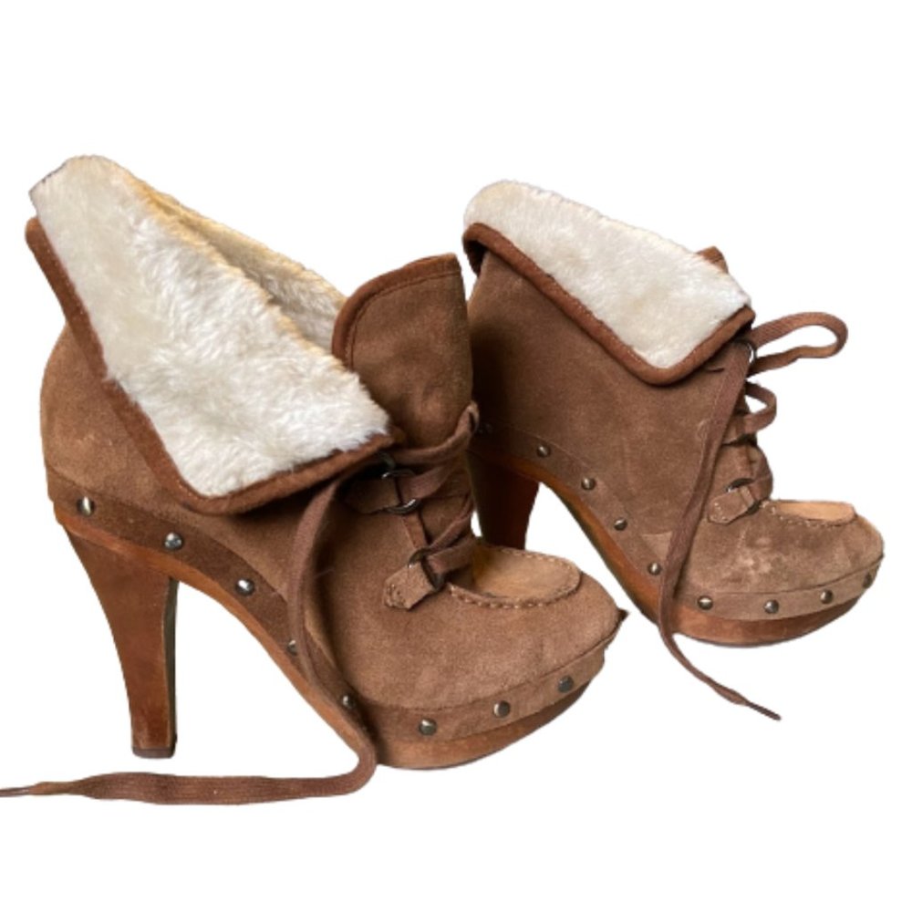 Guess Tan & Fur Heeled Boot size 8.5